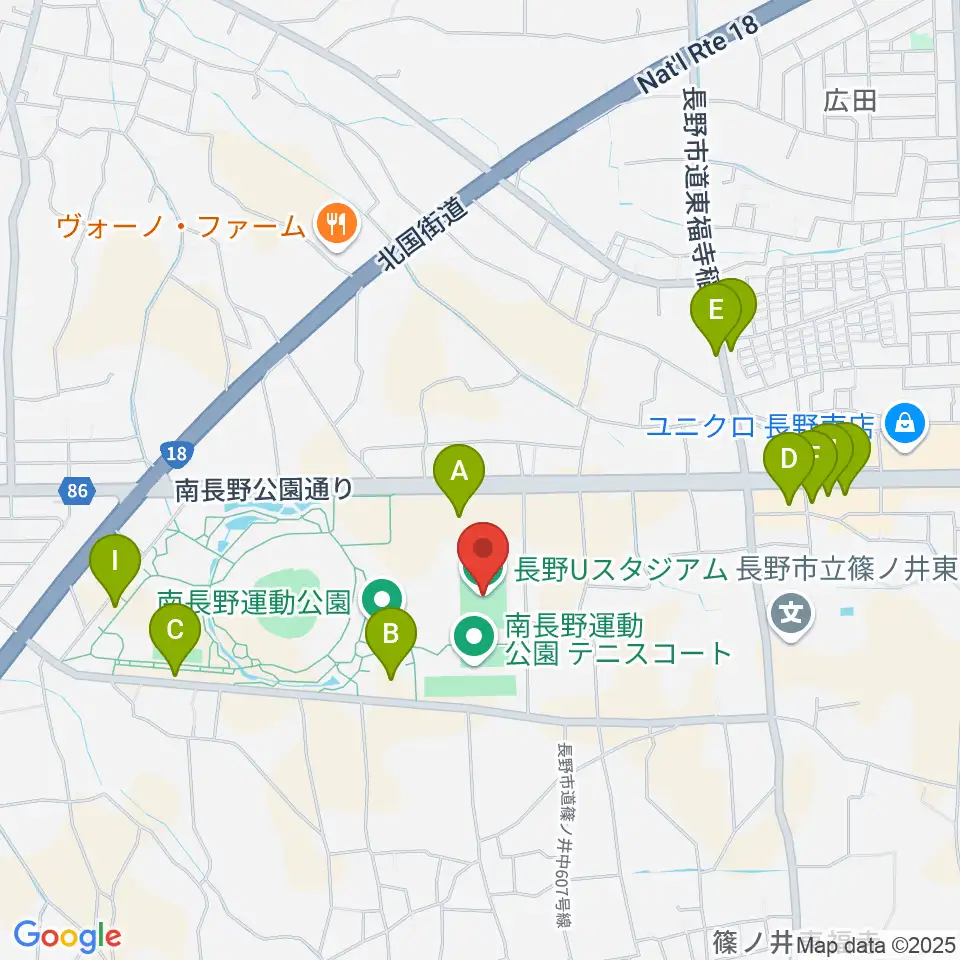 長野Uスタジアム周辺の駐車場・コインパーキング一覧地図