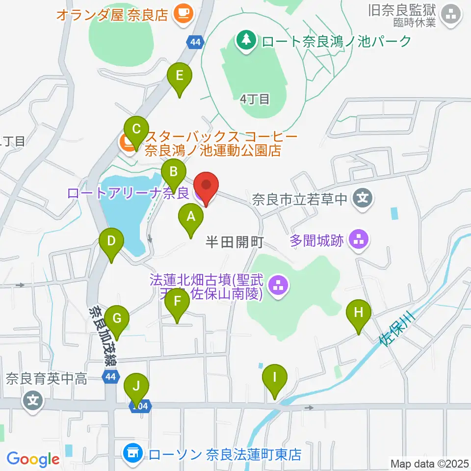 ロートアリーナ奈良周辺の駐車場・コインパーキング一覧地図