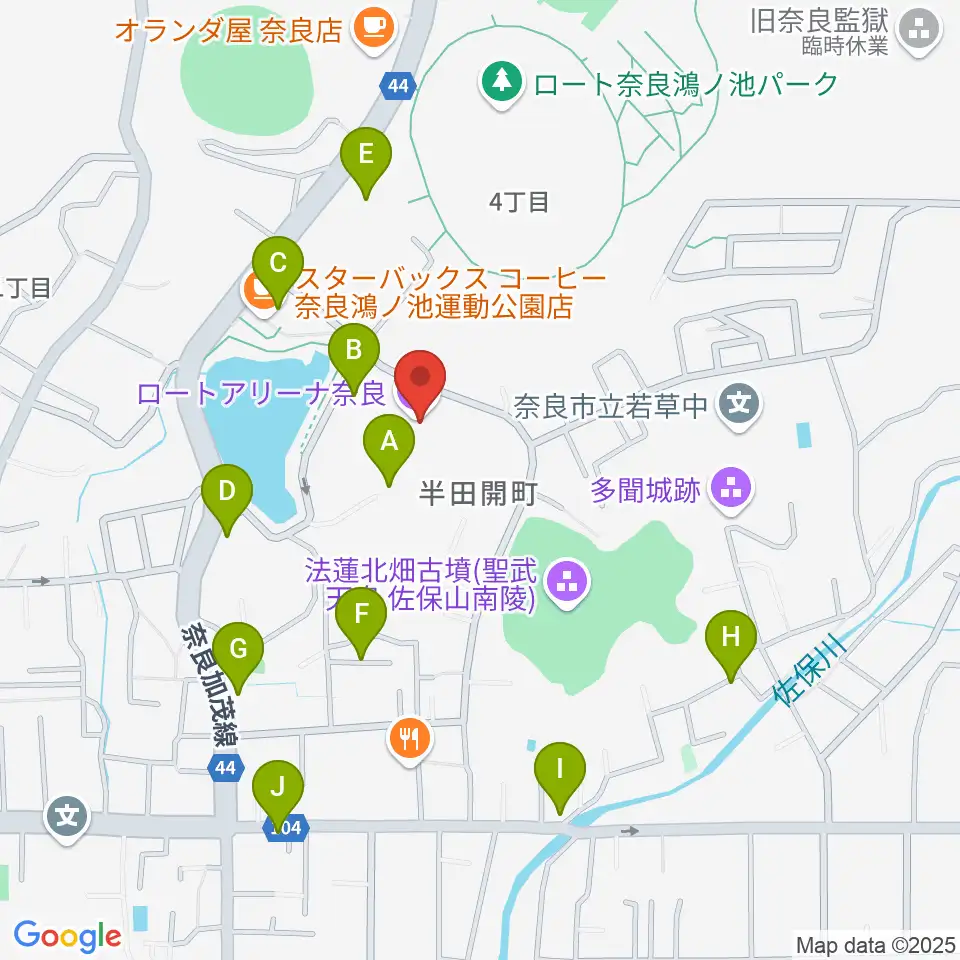 ロートアリーナ奈良周辺の駐車場・コインパーキング一覧地図