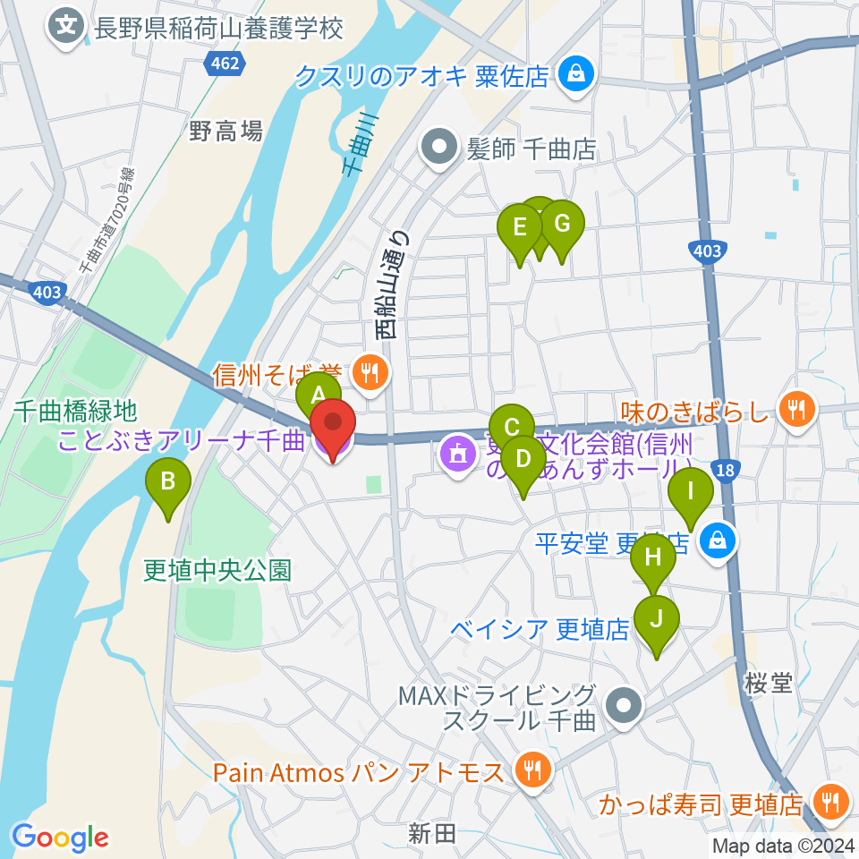 ことぶきアリーナ千曲周辺の駐車場・コインパーキング一覧地図