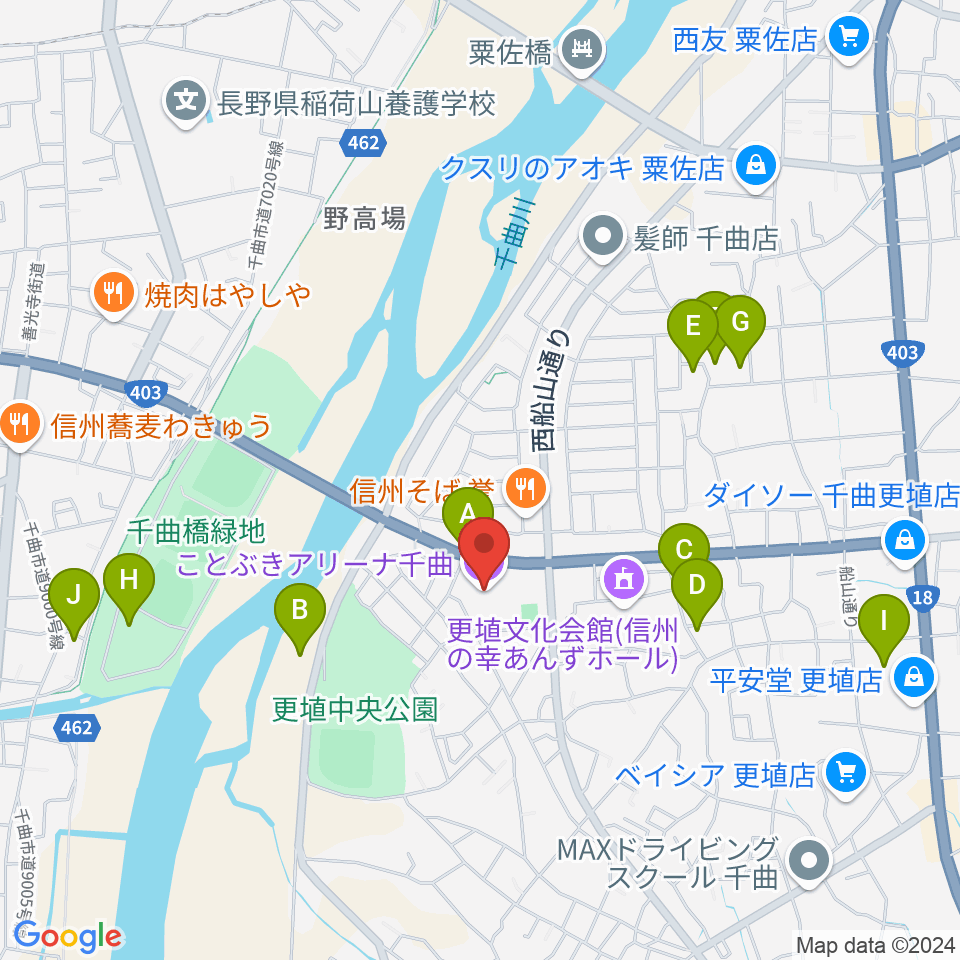 ことぶきアリーナ千曲周辺の駐車場・コインパーキング一覧地図