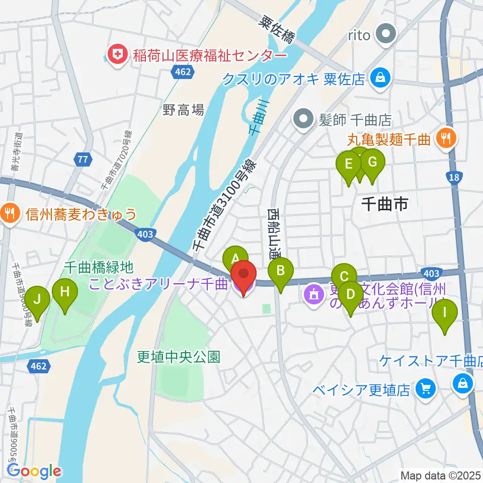 ことぶきアリーナ千曲周辺の駐車場・コインパーキング一覧地図