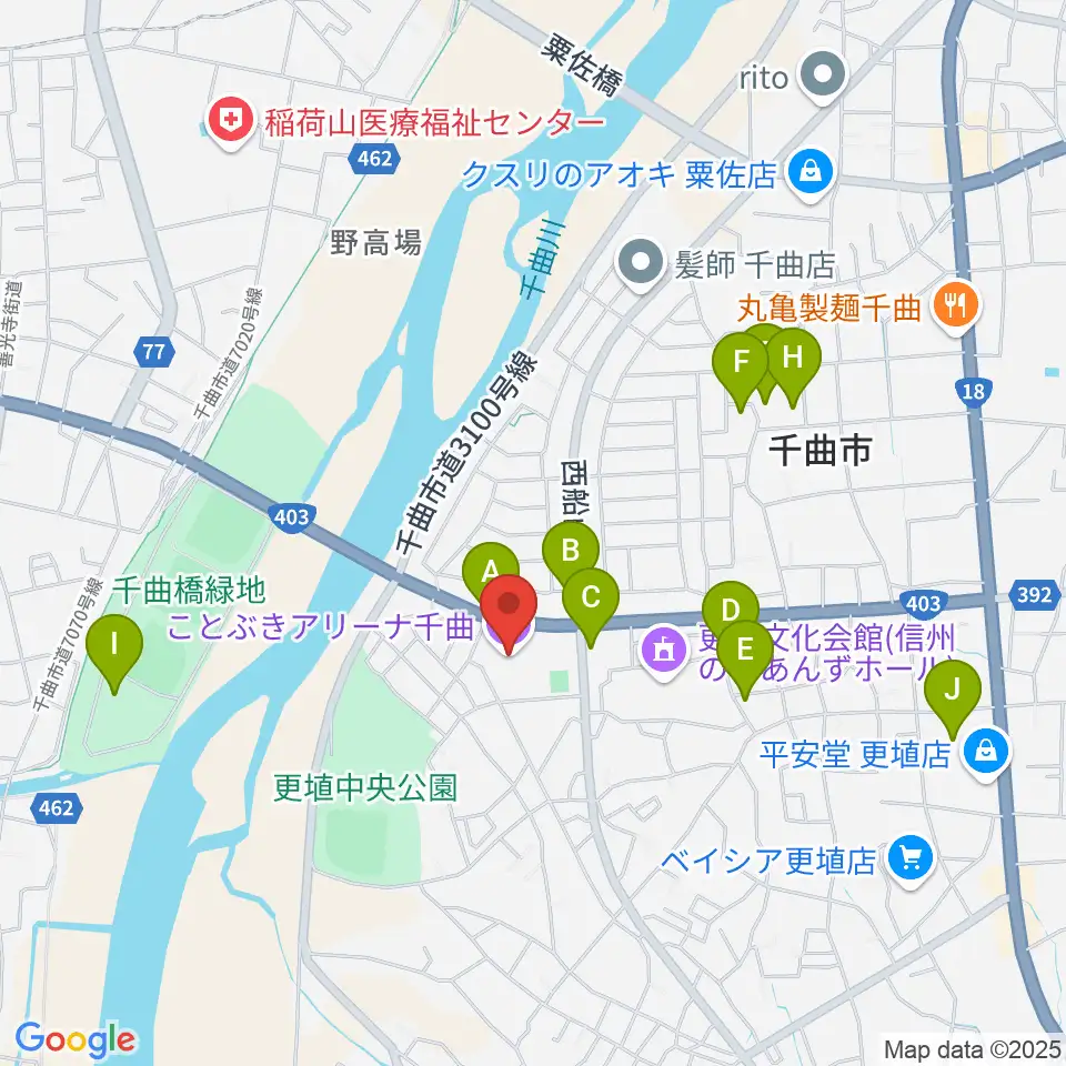 ことぶきアリーナ千曲周辺の駐車場・コインパーキング一覧地図