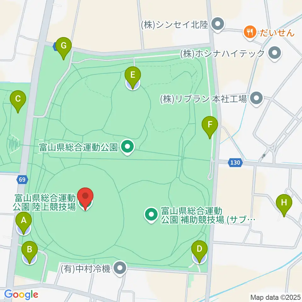 富山県総合運動公園陸上競技場周辺の駐車場・コインパーキング一覧地図