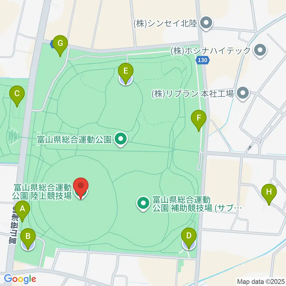 富山県総合運動公園陸上競技場周辺の駐車場・コインパーキング一覧地図