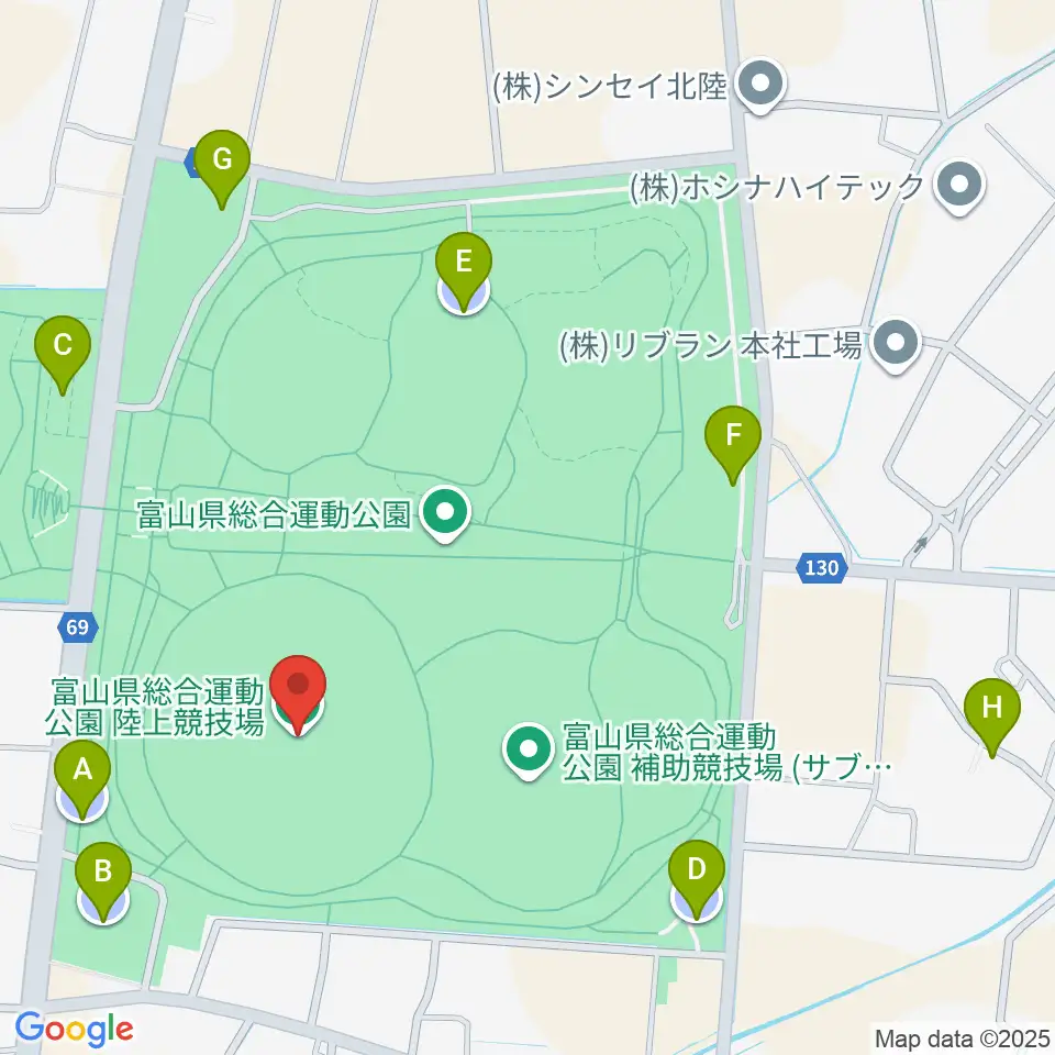 富山県総合運動公園陸上競技場周辺の駐車場・コインパーキング一覧地図