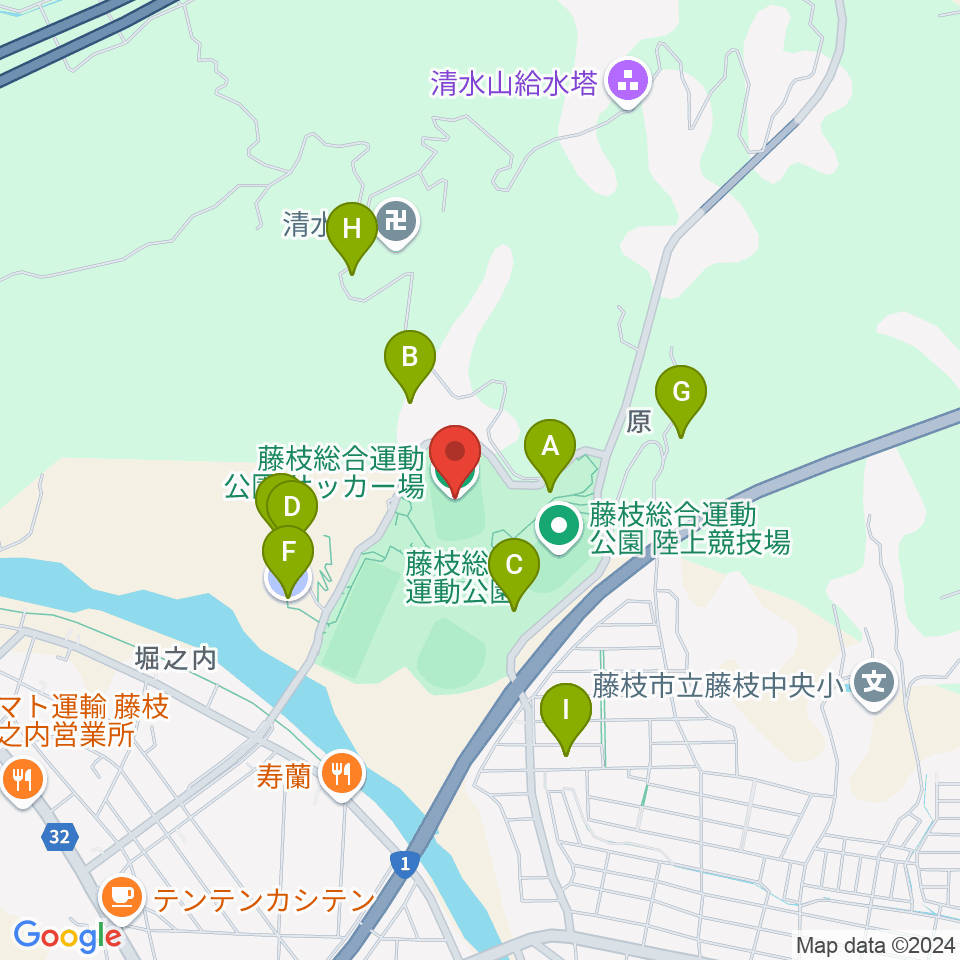 藤枝総合運動公園サッカー場周辺の駐車場・コインパーキング一覧地図