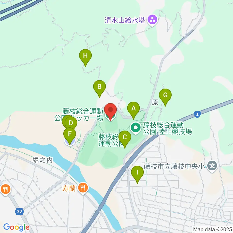 藤枝総合運動公園サッカー場周辺の駐車場・コインパーキング一覧地図