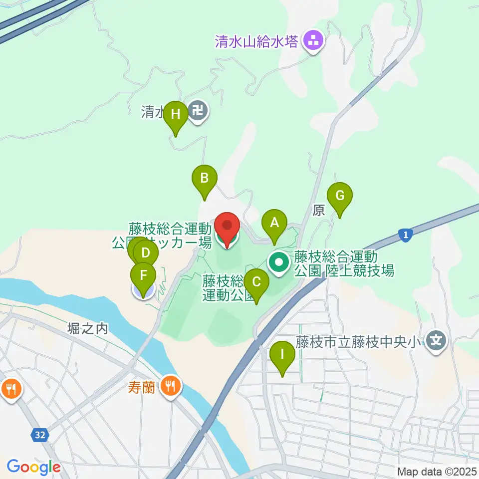 藤枝総合運動公園サッカー場周辺の駐車場・コインパーキング一覧地図