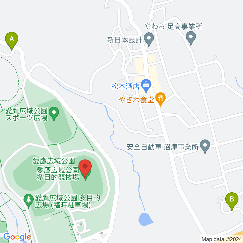 愛鷹広域公園多目的競技場周辺の駐車場・コインパーキング一覧地図