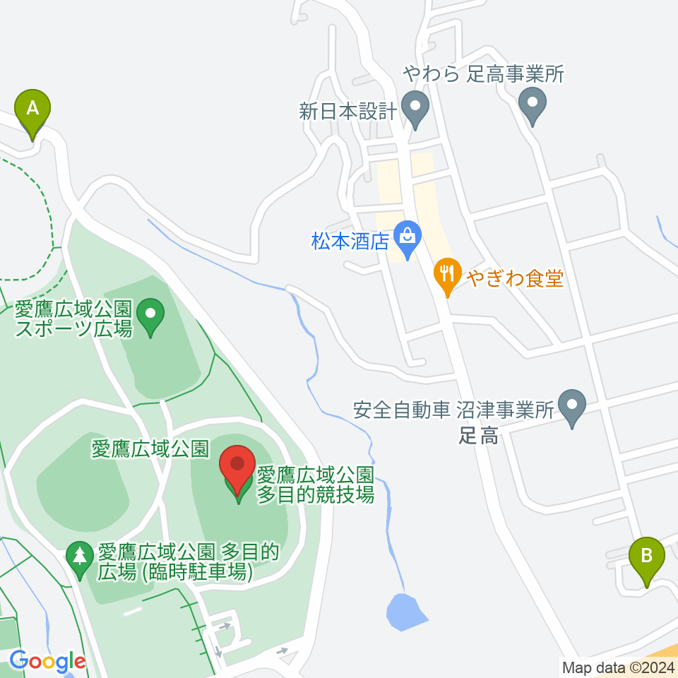 愛鷹広域公園多目的競技場周辺の駐車場・コインパーキング一覧地図