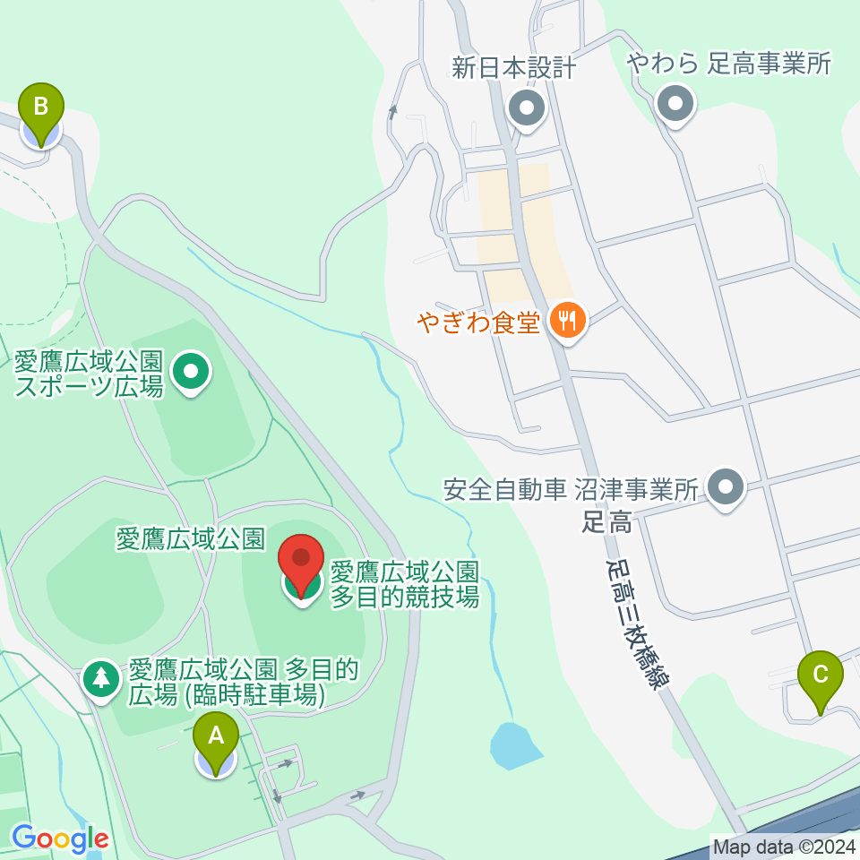 愛鷹広域公園多目的競技場周辺の駐車場・コインパーキング一覧地図