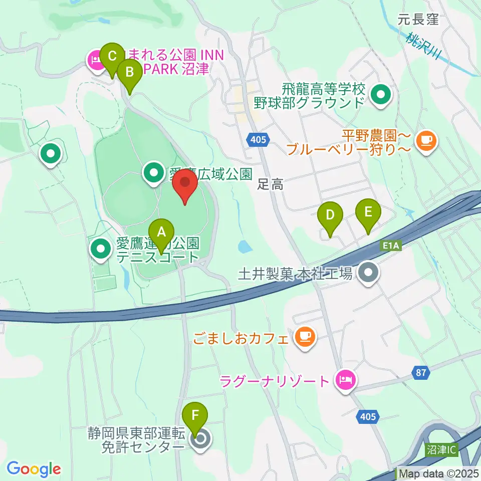 愛鷹広域公園多目的競技場周辺の駐車場・コインパーキング一覧地図