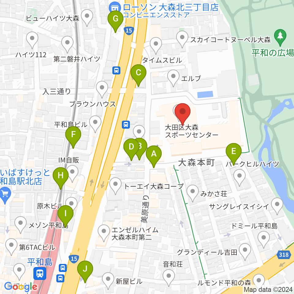 大森スポーツセンター周辺の駐車場・コインパーキング一覧地図