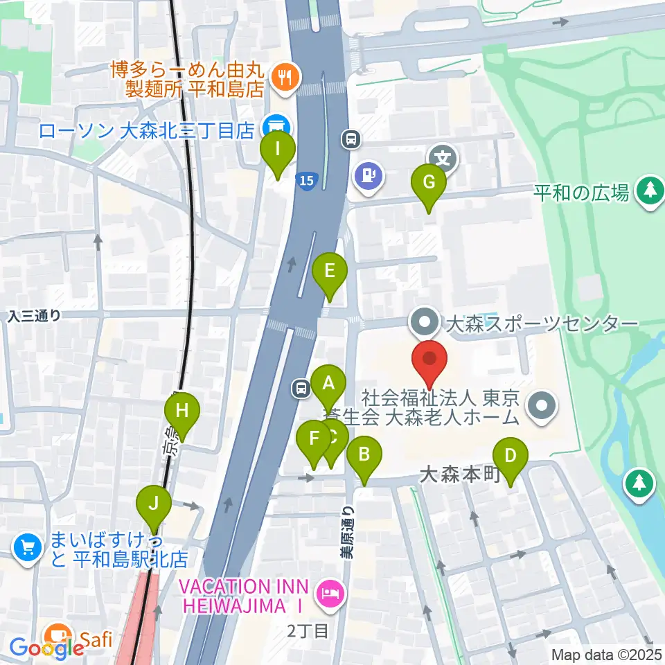 大森スポーツセンター周辺の駐車場・コインパーキング一覧地図