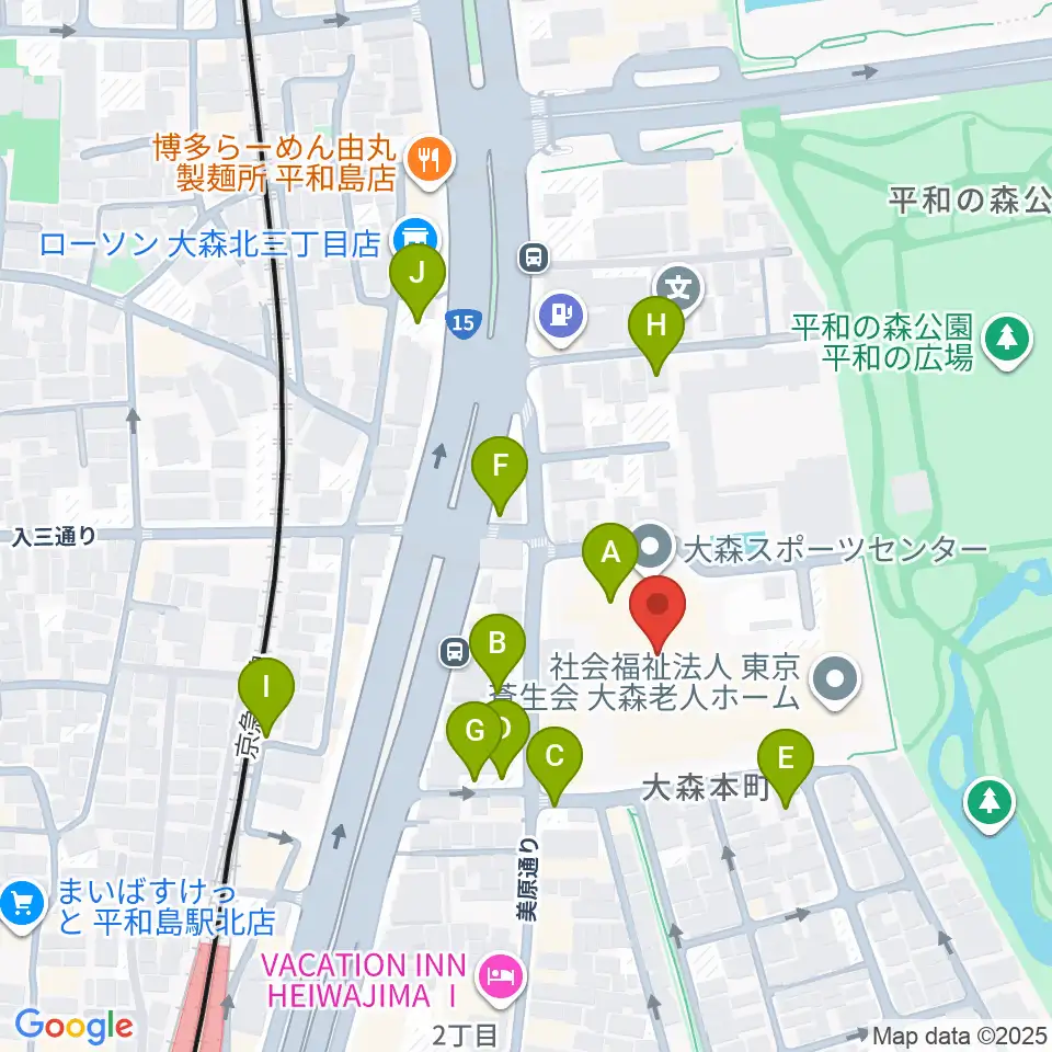 大森スポーツセンター周辺の駐車場・コインパーキング一覧地図