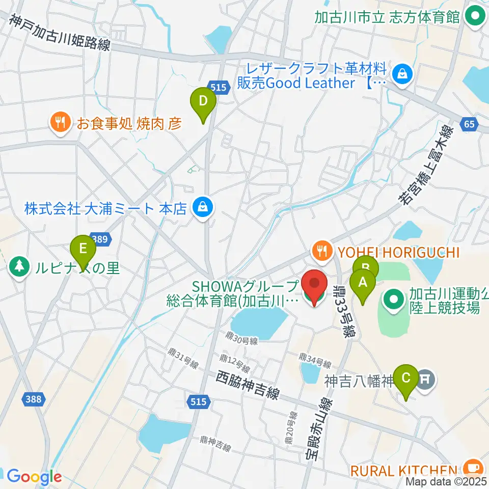 SHOWAグループ総合体育館周辺の駐車場・コインパーキング一覧地図