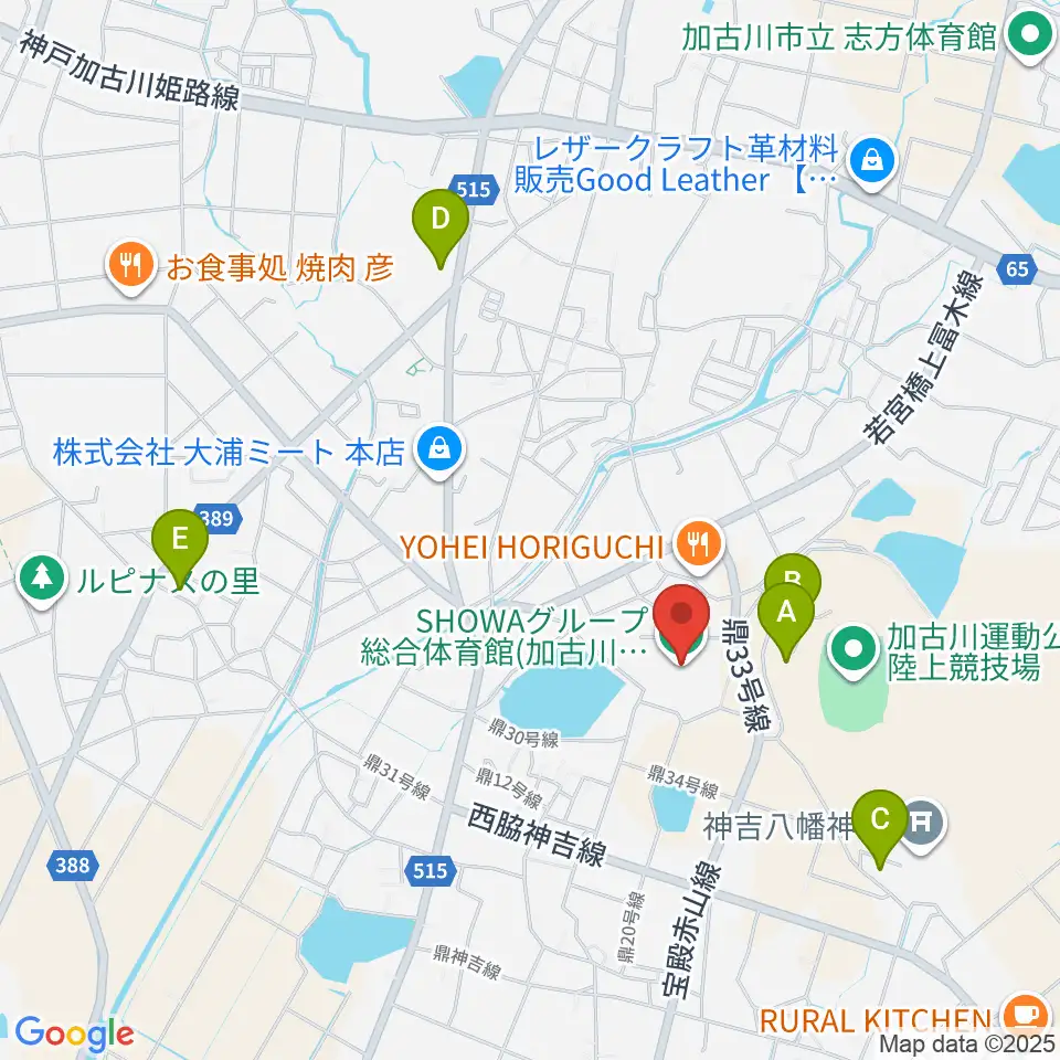 SHOWAグループ総合体育館周辺の駐車場・コインパーキング一覧地図