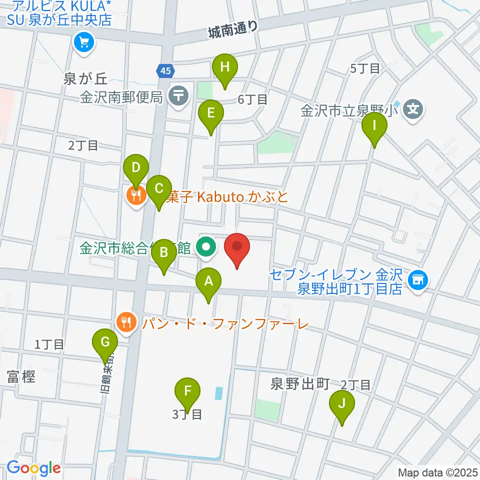 金沢市総合体育館周辺の駐車場・コインパーキング一覧地図