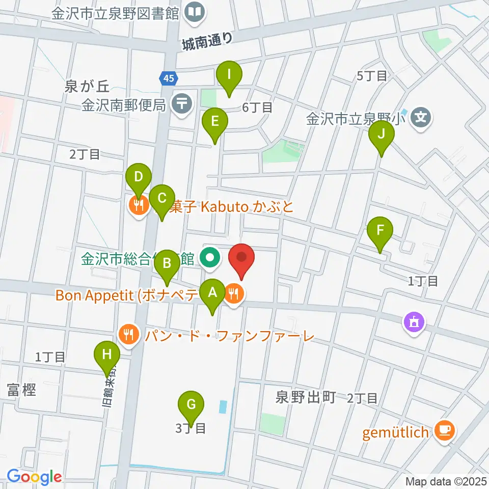 金沢市総合体育館周辺の駐車場・コインパーキング一覧地図