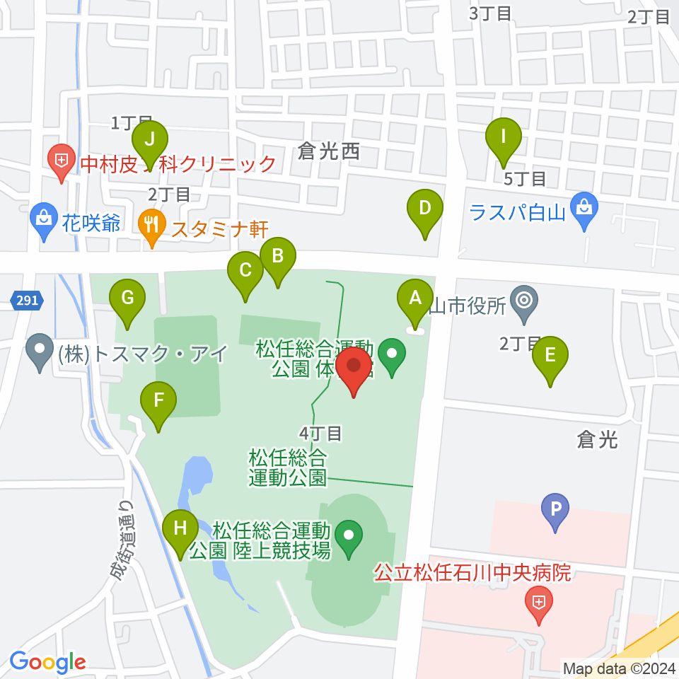 松任総合運動公園体育館周辺の駐車場・コインパーキング一覧地図