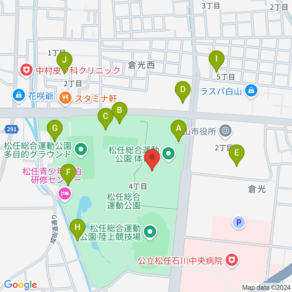 松任総合運動公園体育館周辺の駐車場・コインパーキング一覧地図