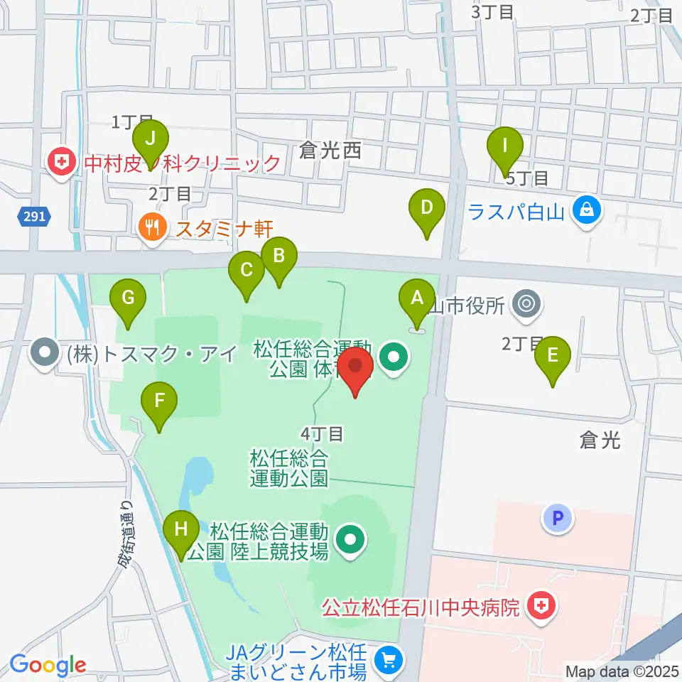 松任総合運動公園体育館周辺の駐車場・コインパーキング一覧地図