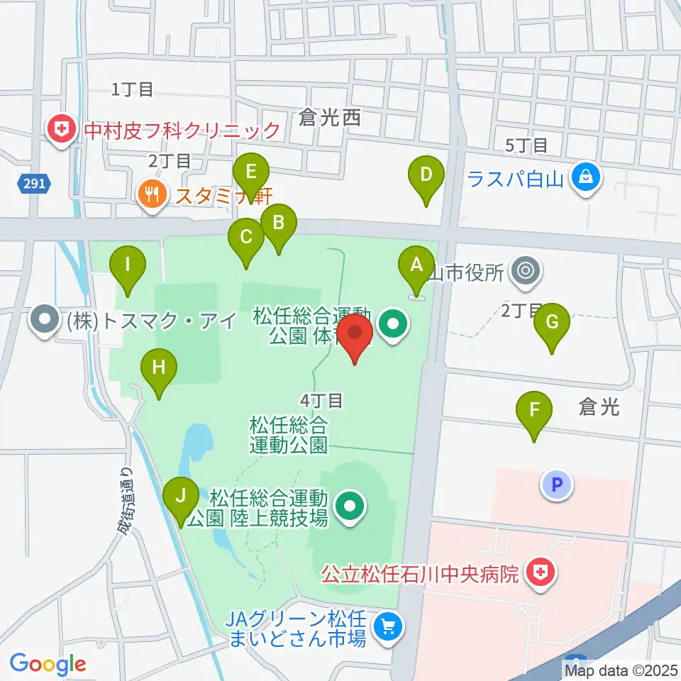 松任総合運動公園体育館周辺の駐車場・コインパーキング一覧地図