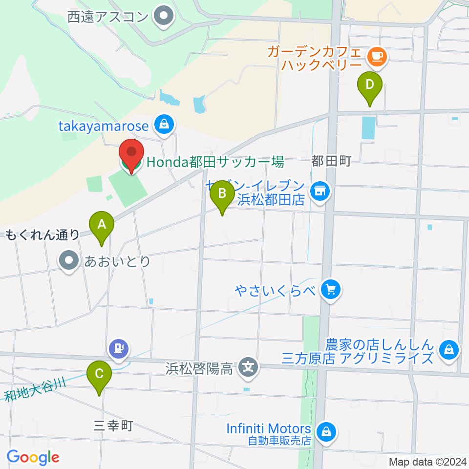 Honda都田サッカー場周辺の駐車場・コインパーキング一覧地図