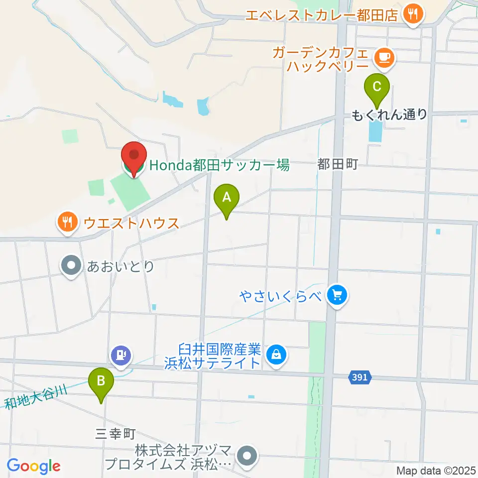 Honda都田サッカー場周辺の駐車場・コインパーキング一覧地図