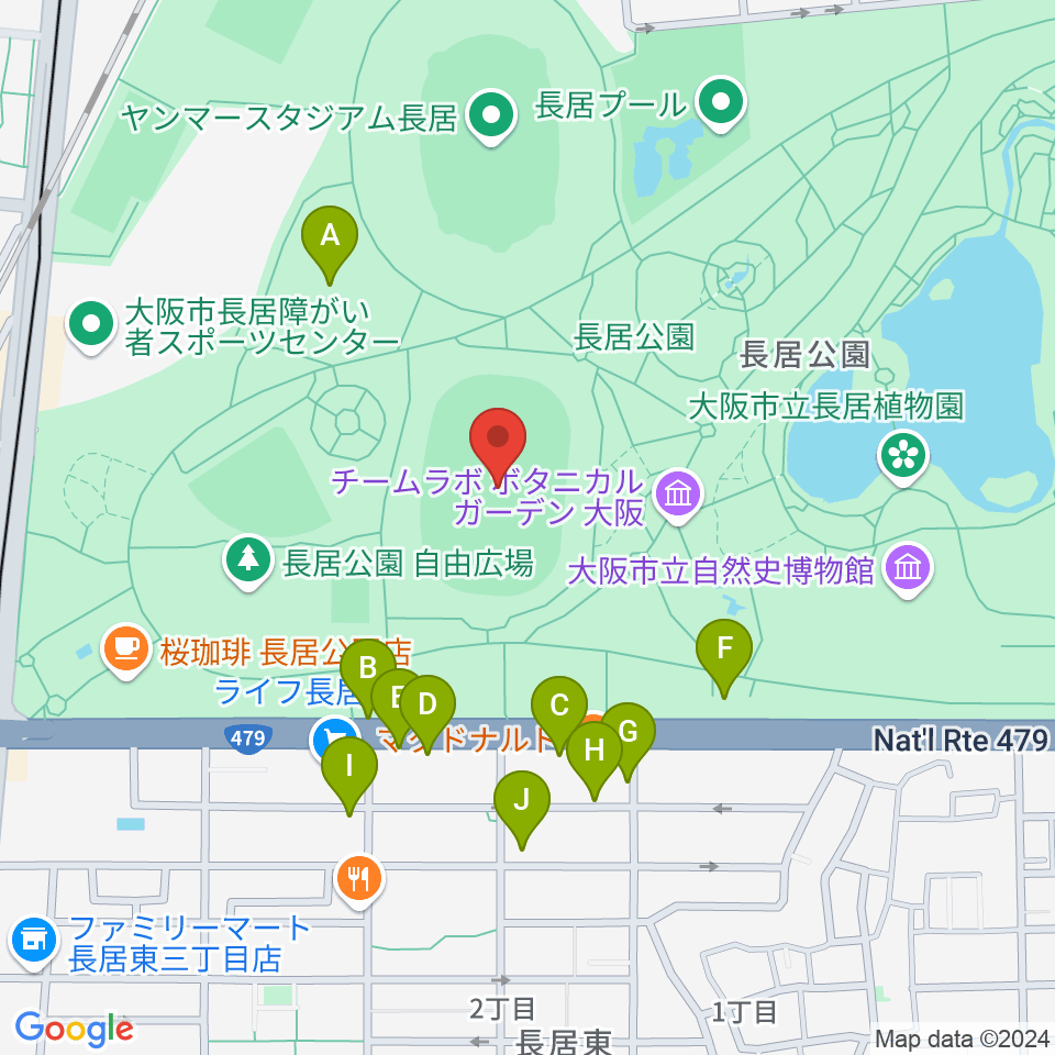 ヤンマーフィールド長居周辺の駐車場・コインパーキング一覧地図