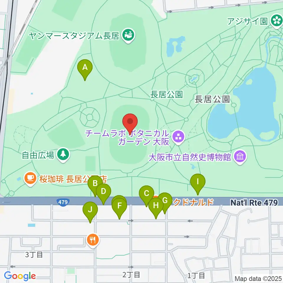 ヤンマーフィールド長居周辺の駐車場・コインパーキング一覧地図
