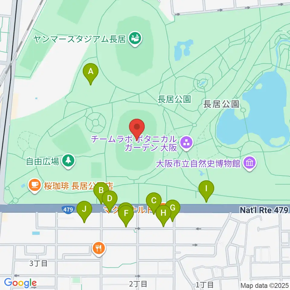 ヤンマーフィールド長居周辺の駐車場・コインパーキング一覧地図