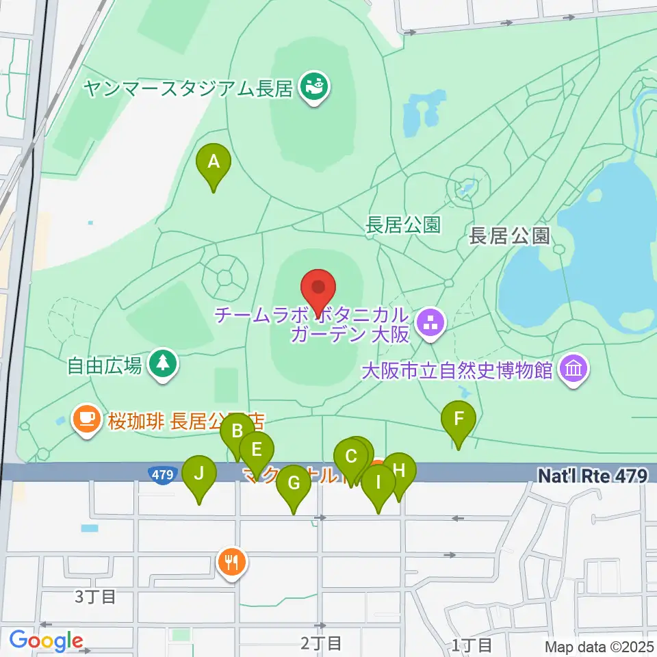 ヤンマーフィールド長居周辺の駐車場・コインパーキング一覧地図
