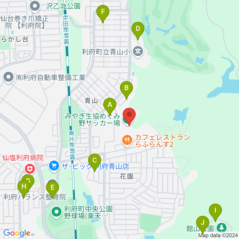 みやぎ生協めぐみ野サッカー場周辺の駐車場・コインパーキング一覧地図