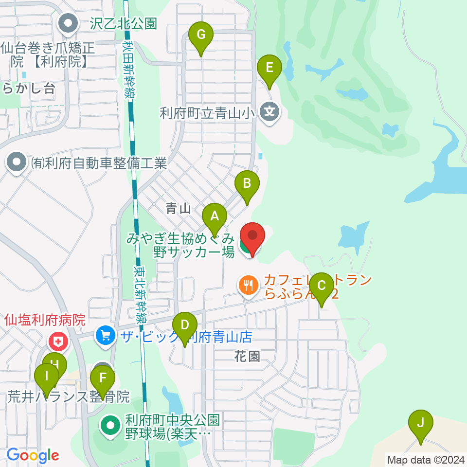 みやぎ生協めぐみ野サッカー場周辺の駐車場・コインパーキング一覧地図