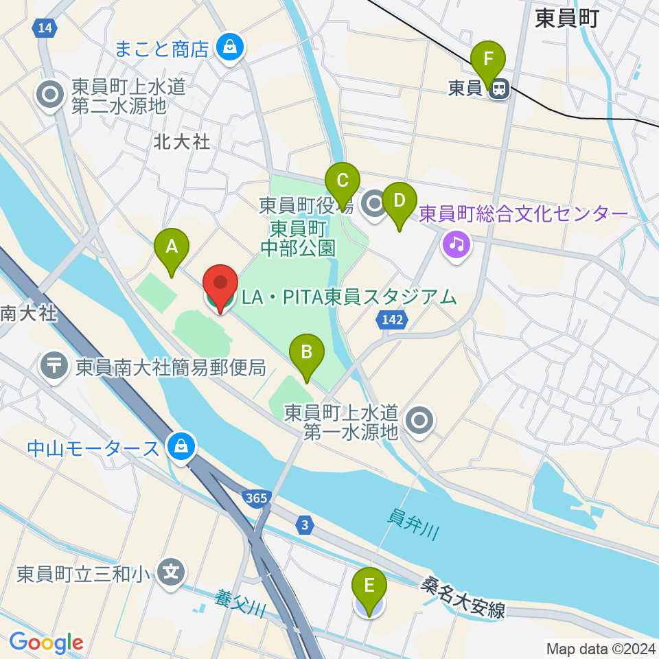 LA・PITA東員スタジアム周辺の駐車場・コインパーキング一覧地図