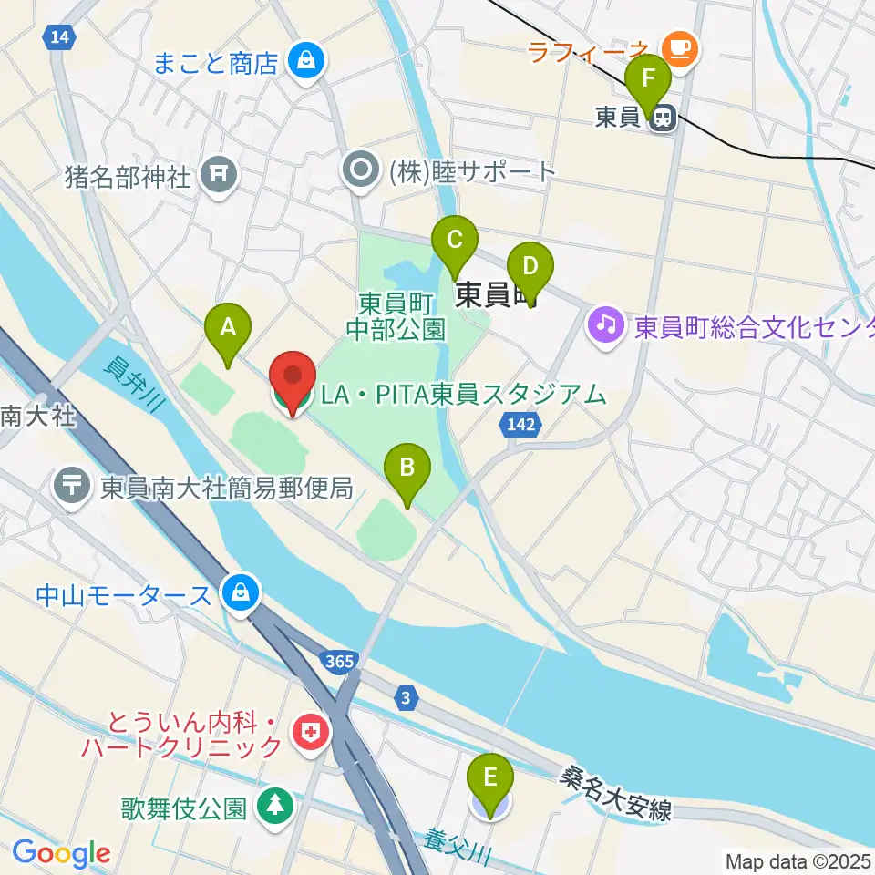 LA・PITA東員スタジアム周辺の駐車場・コインパーキング一覧地図