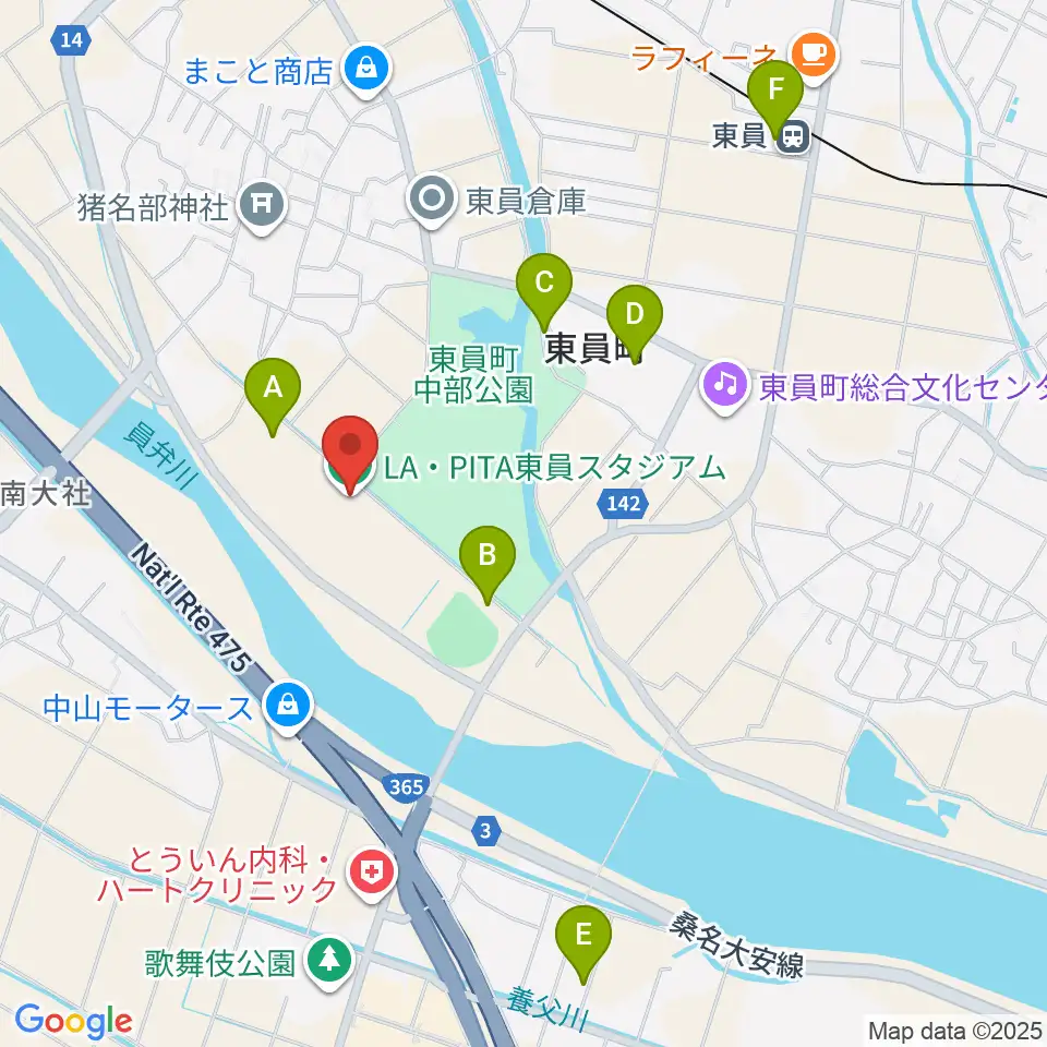 LA・PITA東員スタジアム周辺の駐車場・コインパーキング一覧地図