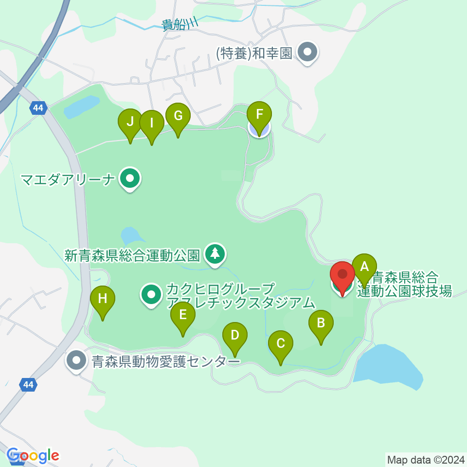 新青森県総合運動公園球技場周辺の駐車場・コインパーキング一覧地図