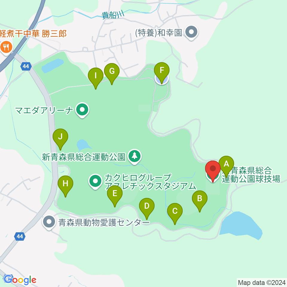 新青森県総合運動公園球技場周辺の駐車場・コインパーキング一覧地図