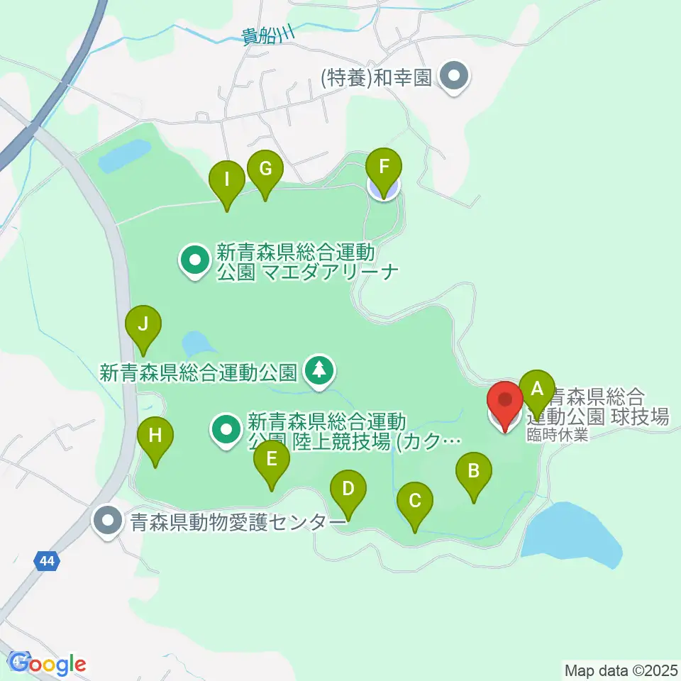 新青森県総合運動公園球技場周辺の駐車場・コインパーキング一覧地図