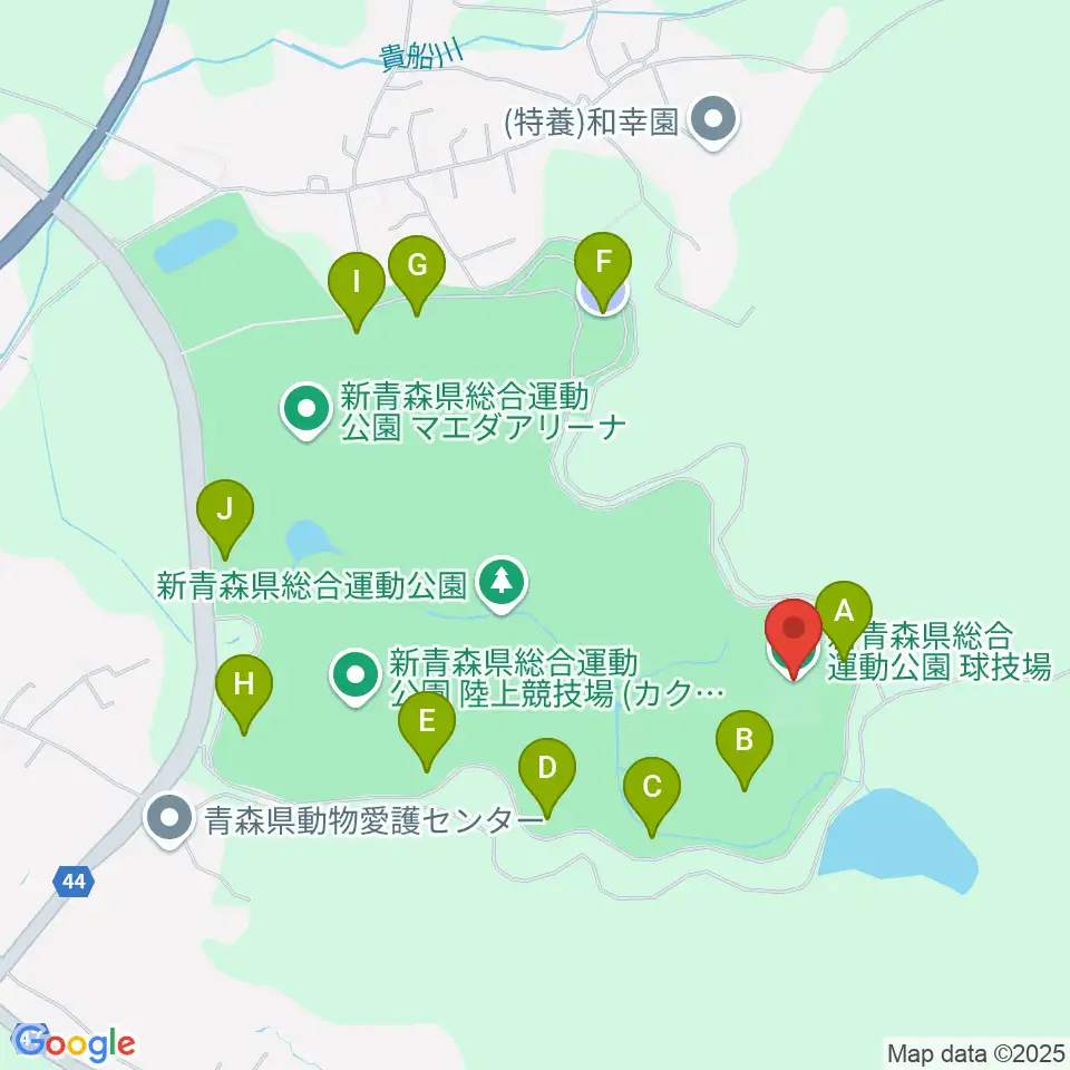新青森県総合運動公園球技場周辺の駐車場・コインパーキング一覧地図
