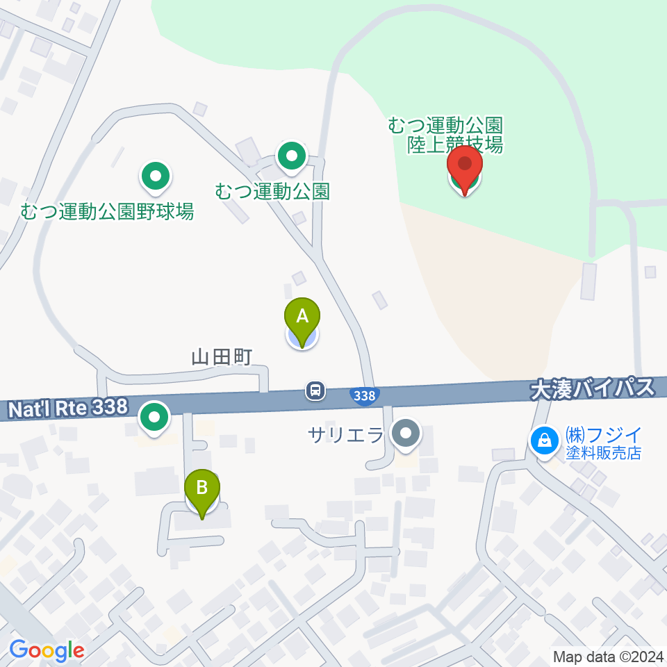 むつ運動公園陸上競技場周辺の駐車場・コインパーキング一覧地図