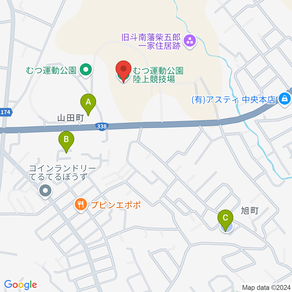 むつ運動公園陸上競技場周辺の駐車場・コインパーキング一覧地図