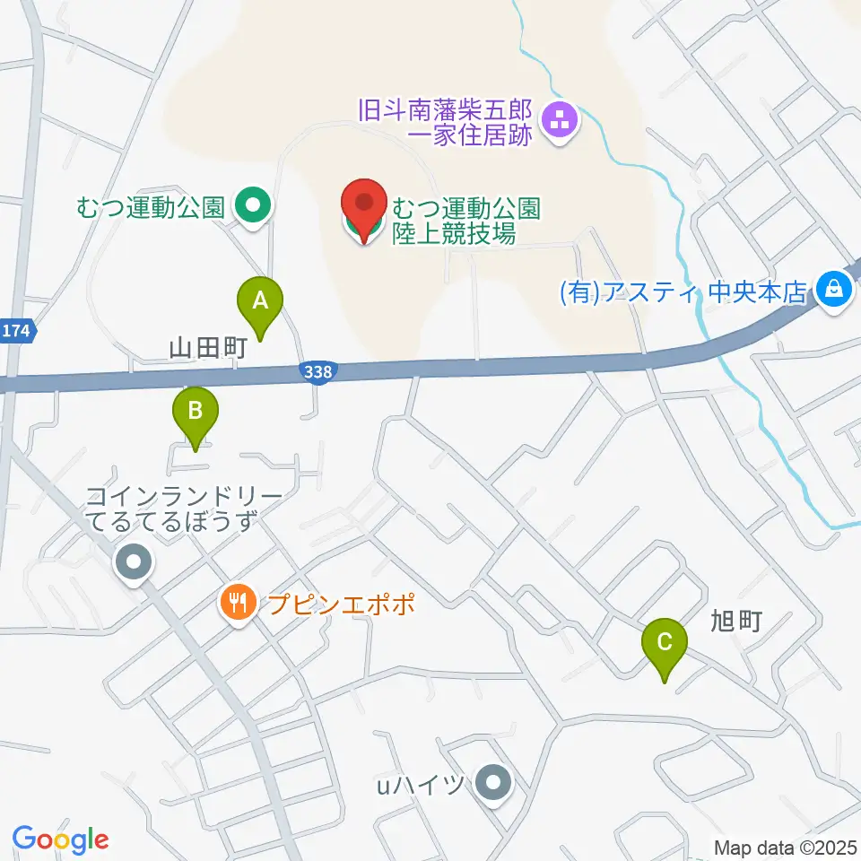 むつ運動公園陸上競技場周辺の駐車場・コインパーキング一覧地図