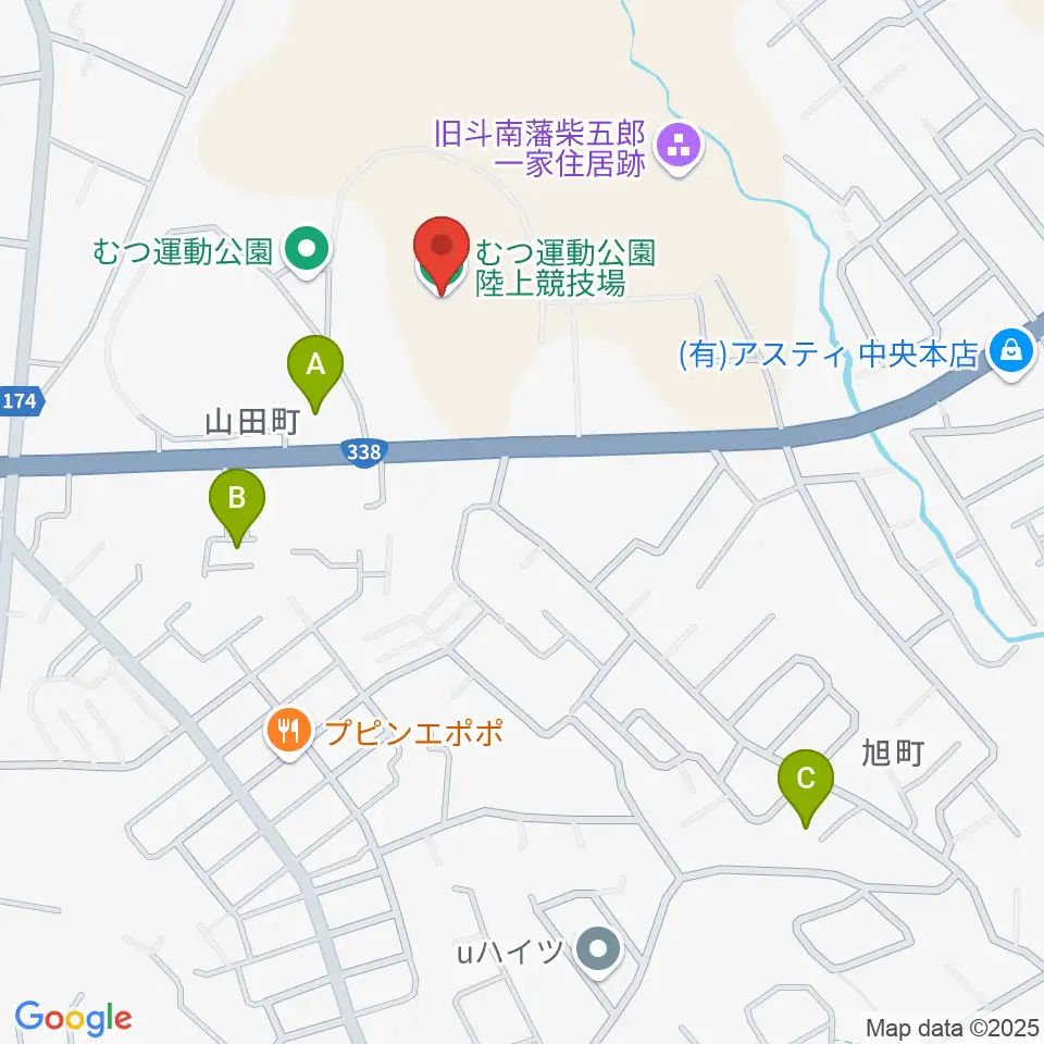 むつ運動公園陸上競技場周辺の駐車場・コインパーキング一覧地図