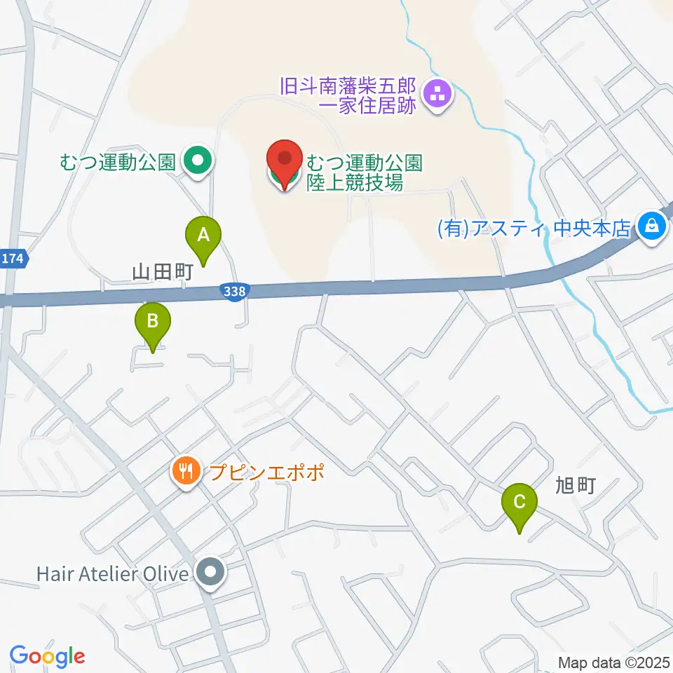 むつ運動公園陸上競技場周辺の駐車場・コインパーキング一覧地図