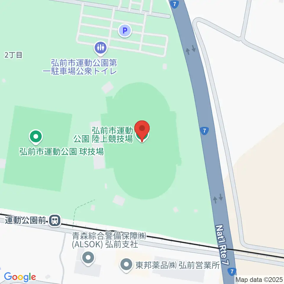 弘前市運動公園陸上競技場周辺の駐車場・コインパーキング一覧地図