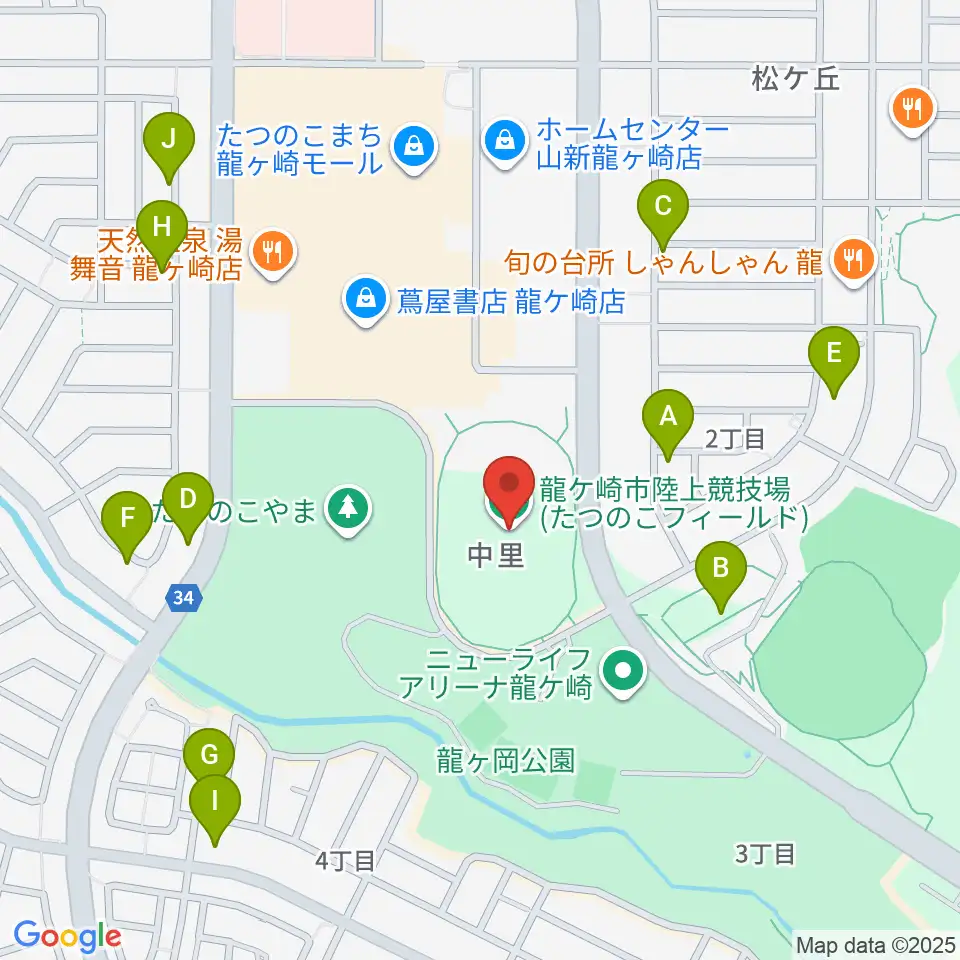 AIメカテックフィールド龍ケ崎周辺の駐車場・コインパーキング一覧地図